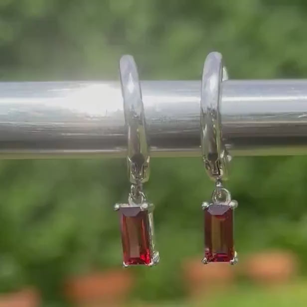 Garnet Baguette Earring