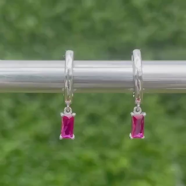 Ruby Baguette Earring