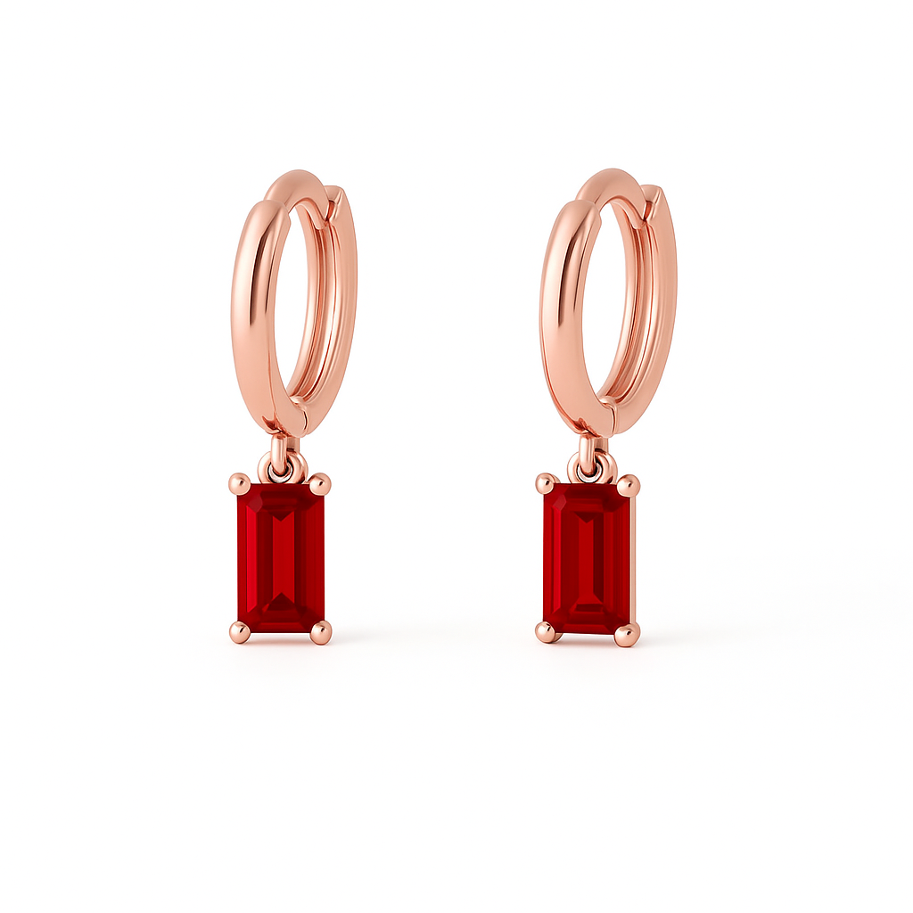 Ruby Baguette Earring